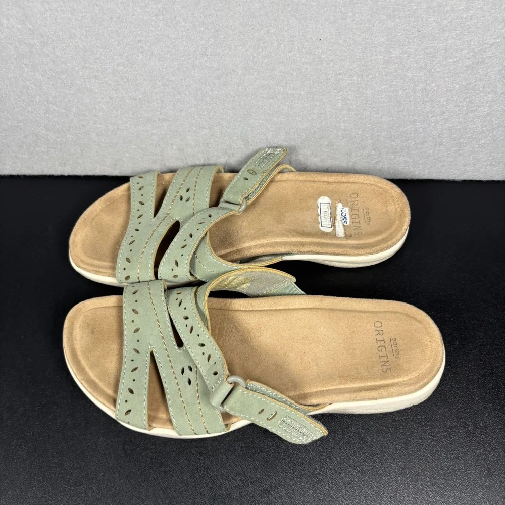 Earth Origins Sandra Womens Sandals Size 7.5  Green Strappy Comfort Casual Shoes
